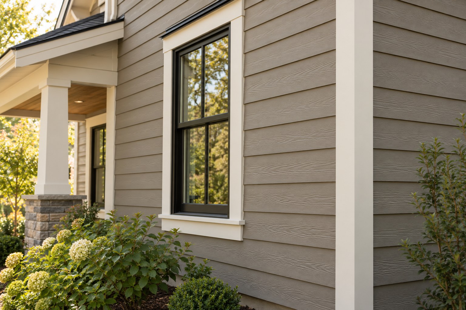 Painted wood-textured lap siding, a generic design concept